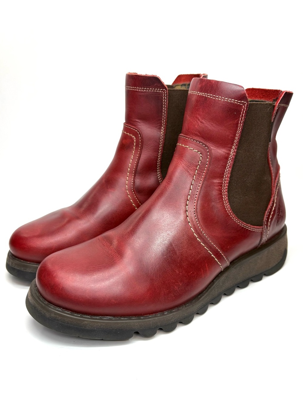 Fly London Red Leather Chelsea Boot | 39